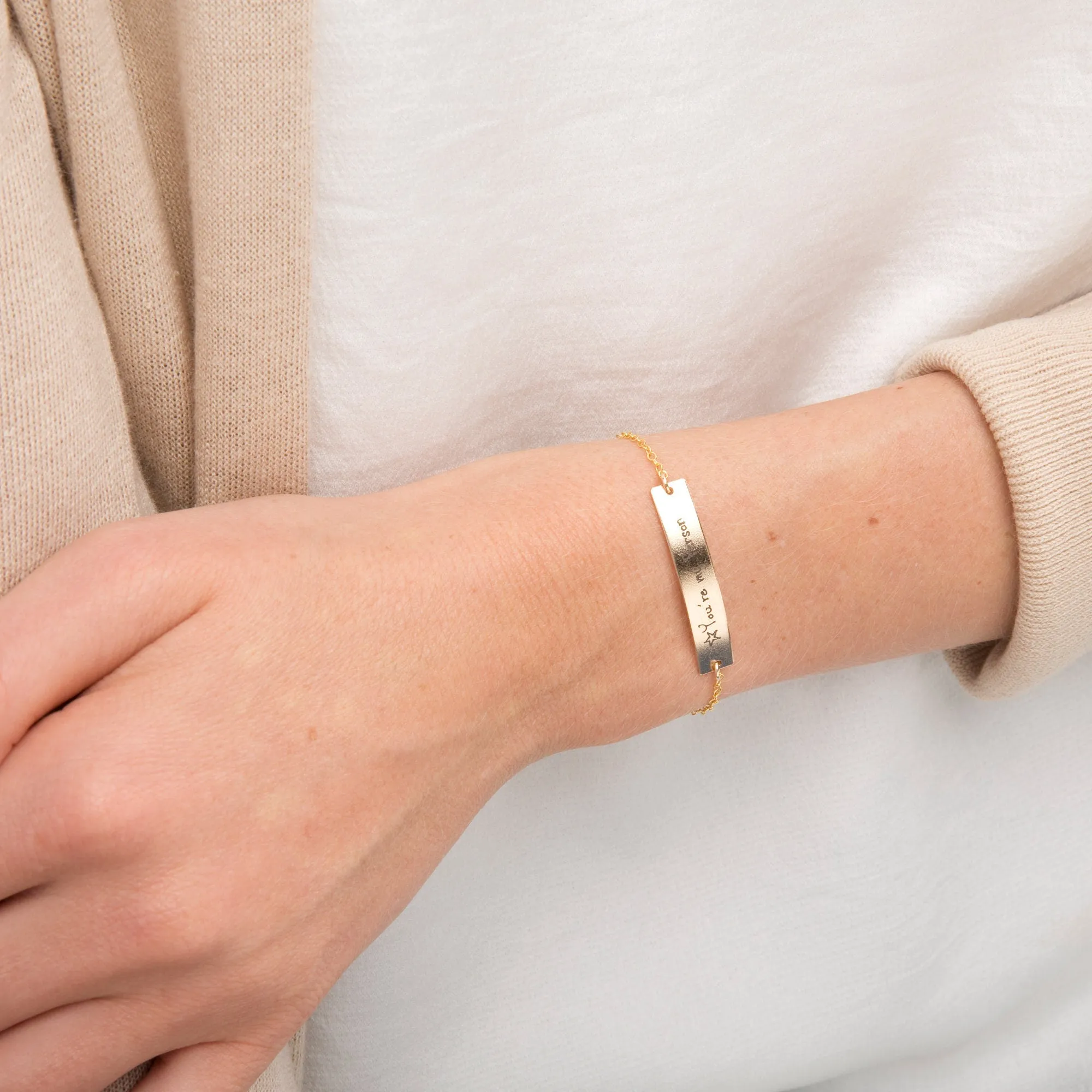 Custom Handwriting Bracelet - Actual Handwriting Engraved Bar - CG380B. Starts at