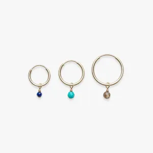 Cut Pebble gemstone charm earring gold filled