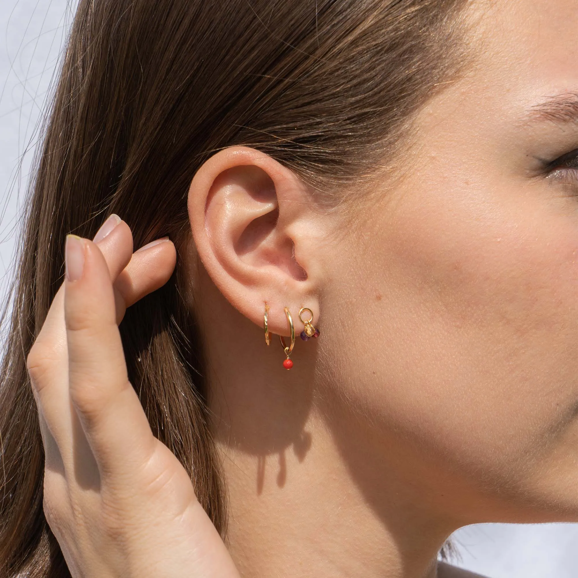Cut Pebble gemstone charm earring gold filled