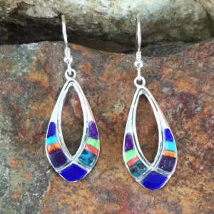 David Rosales Indian Summer Inlaid Sterling Silver Earrings Cobble