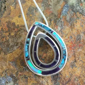 David Rosales Shalako Inlaid Sterling Silver Necklace -- Reversible