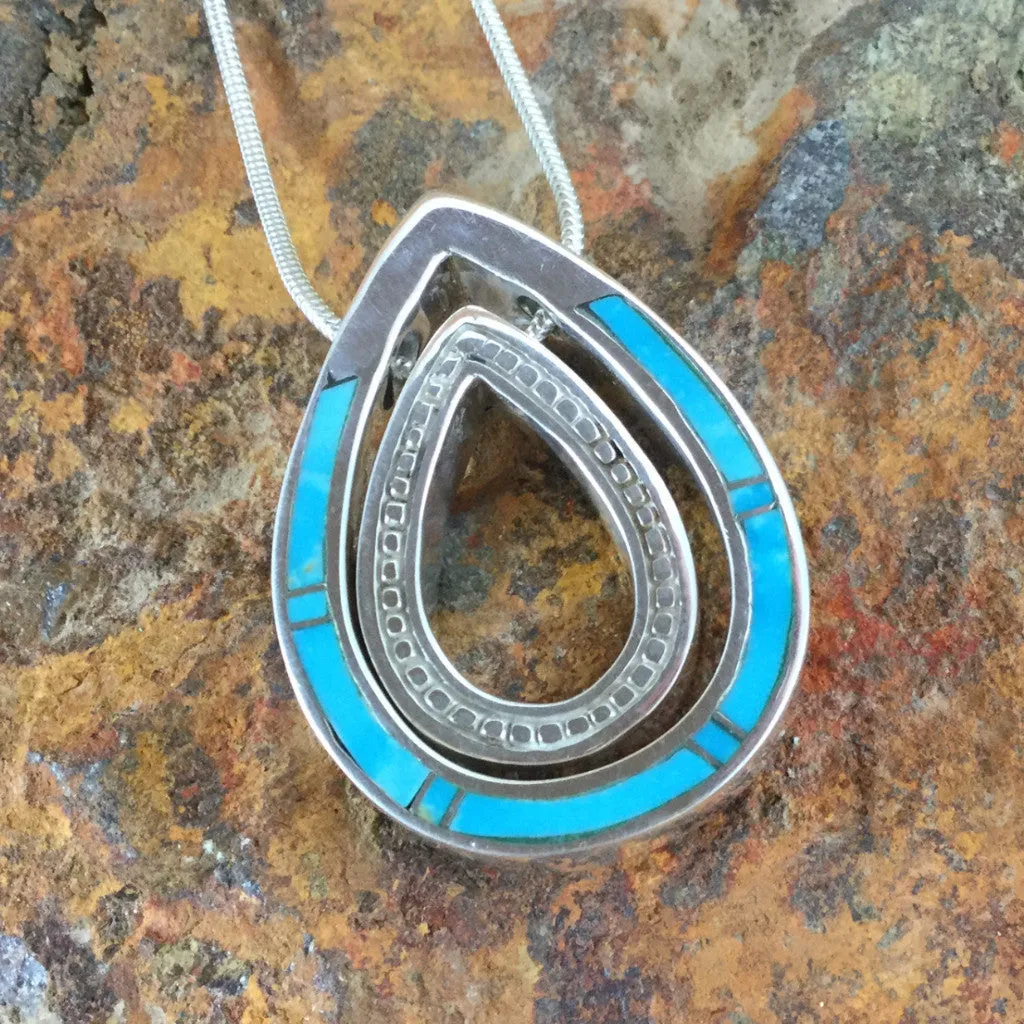 David Rosales Shalako Inlaid Sterling Silver Necklace -- Reversible