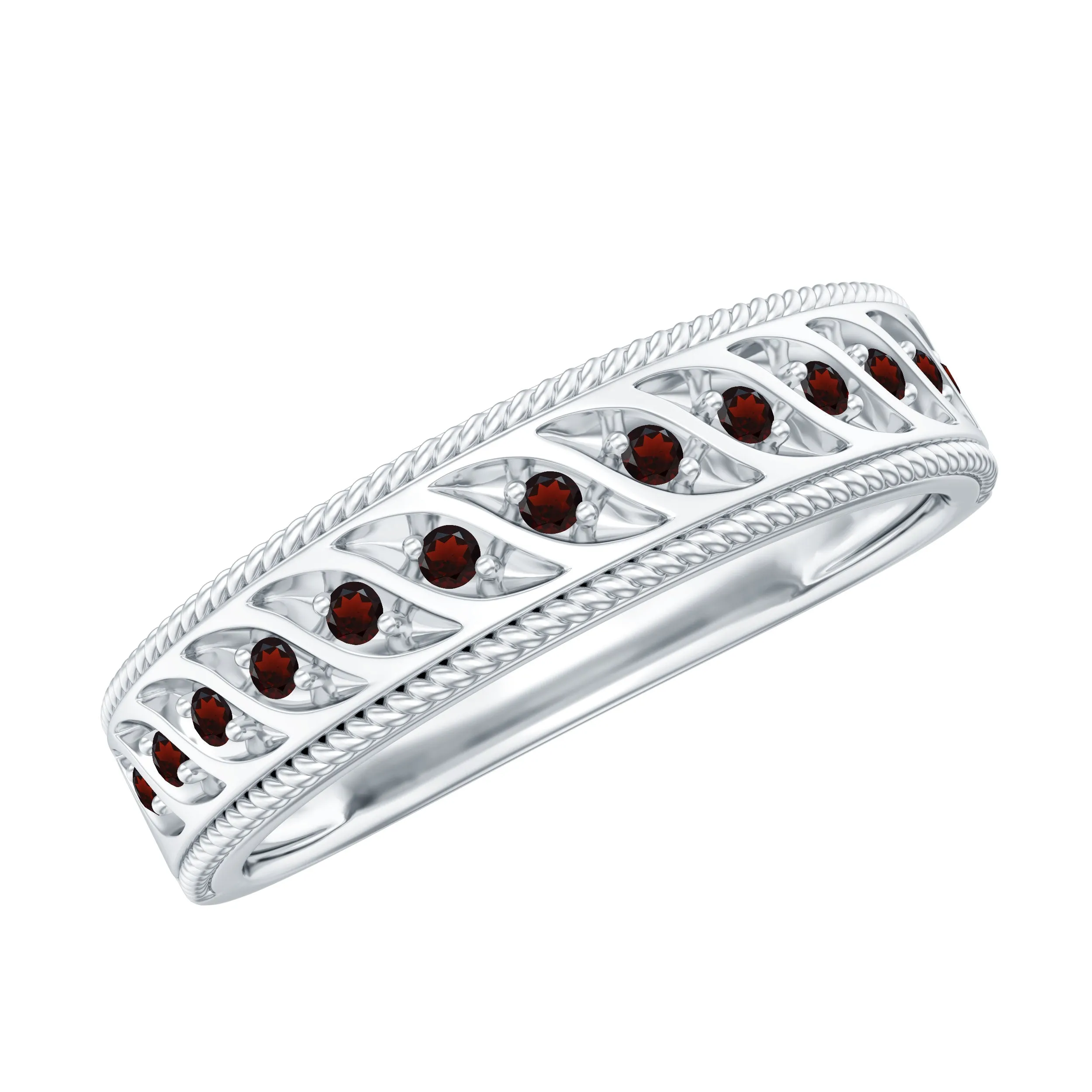 Designer Garnet Wedding Band Ring