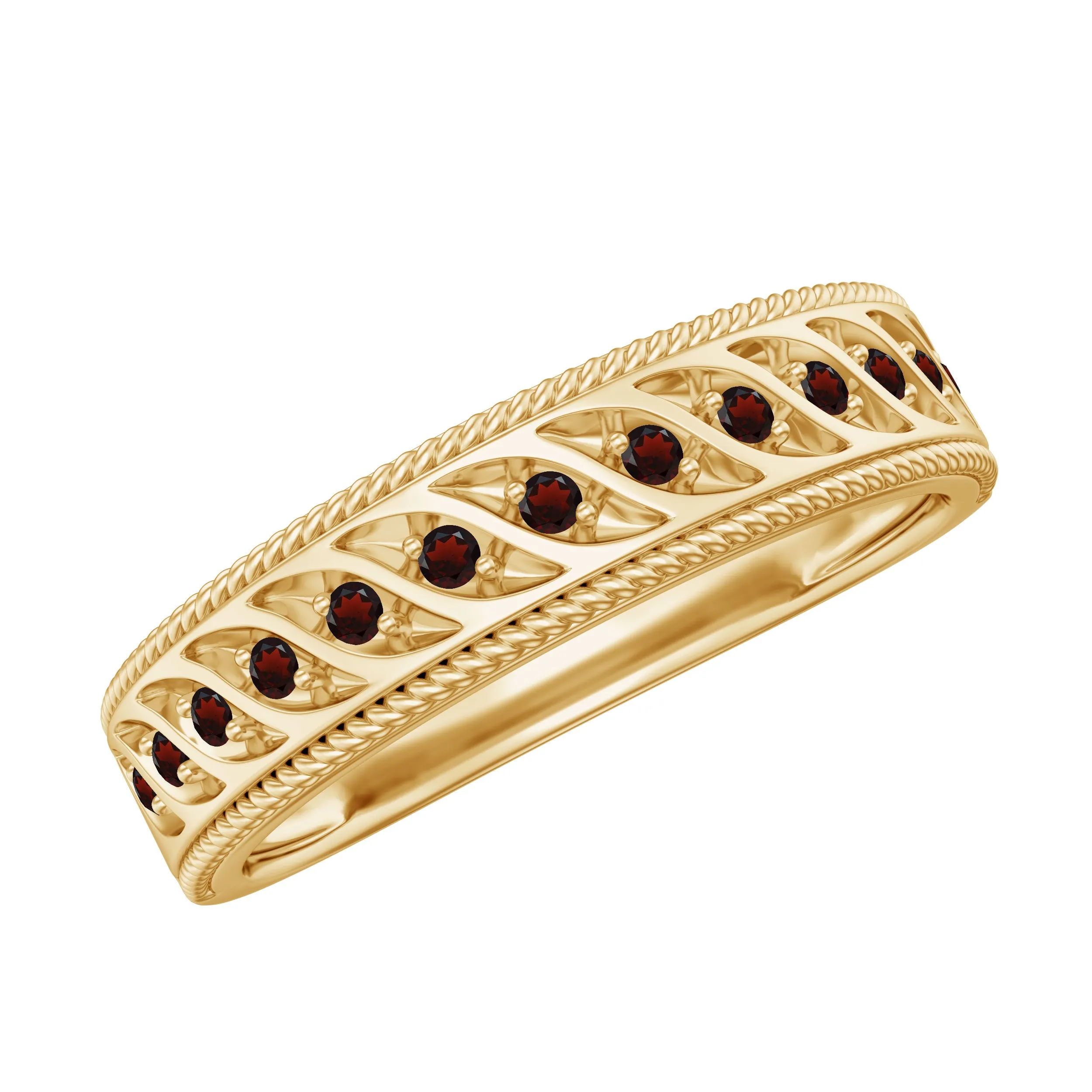 Designer Garnet Wedding Band Ring