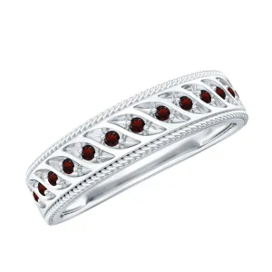 Designer Garnet Wedding Band Ring
