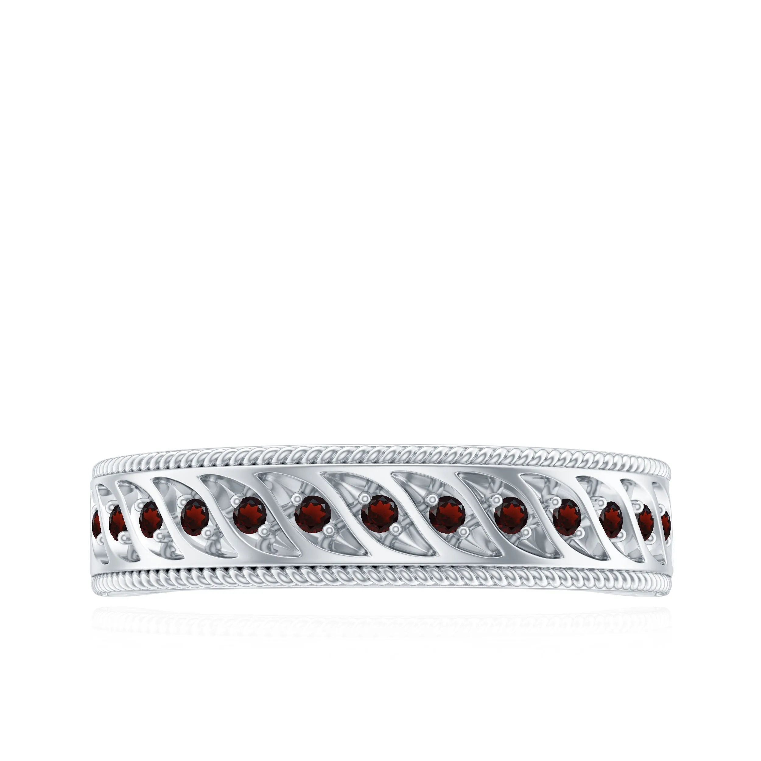 Designer Garnet Wedding Band Ring