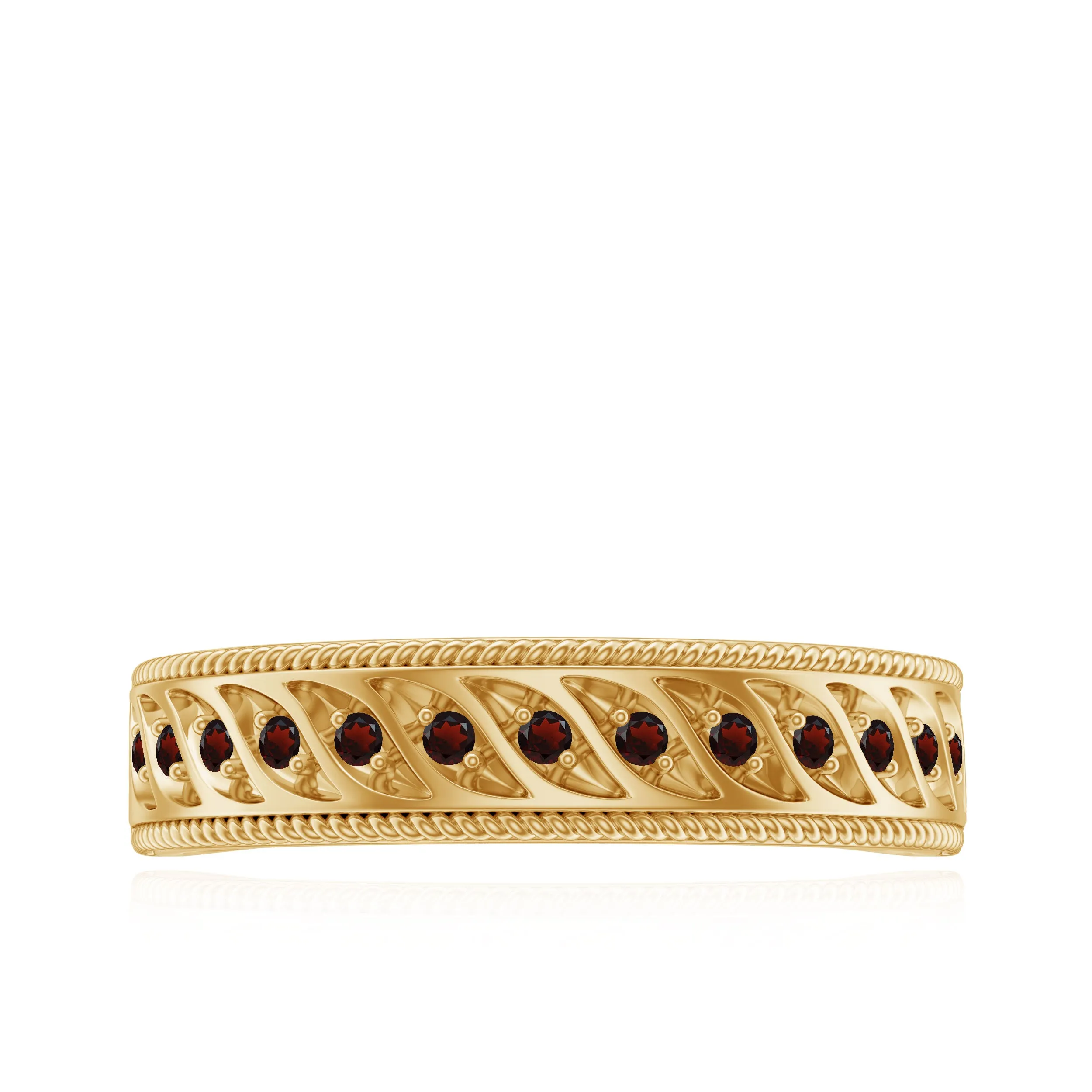 Designer Garnet Wedding Band Ring