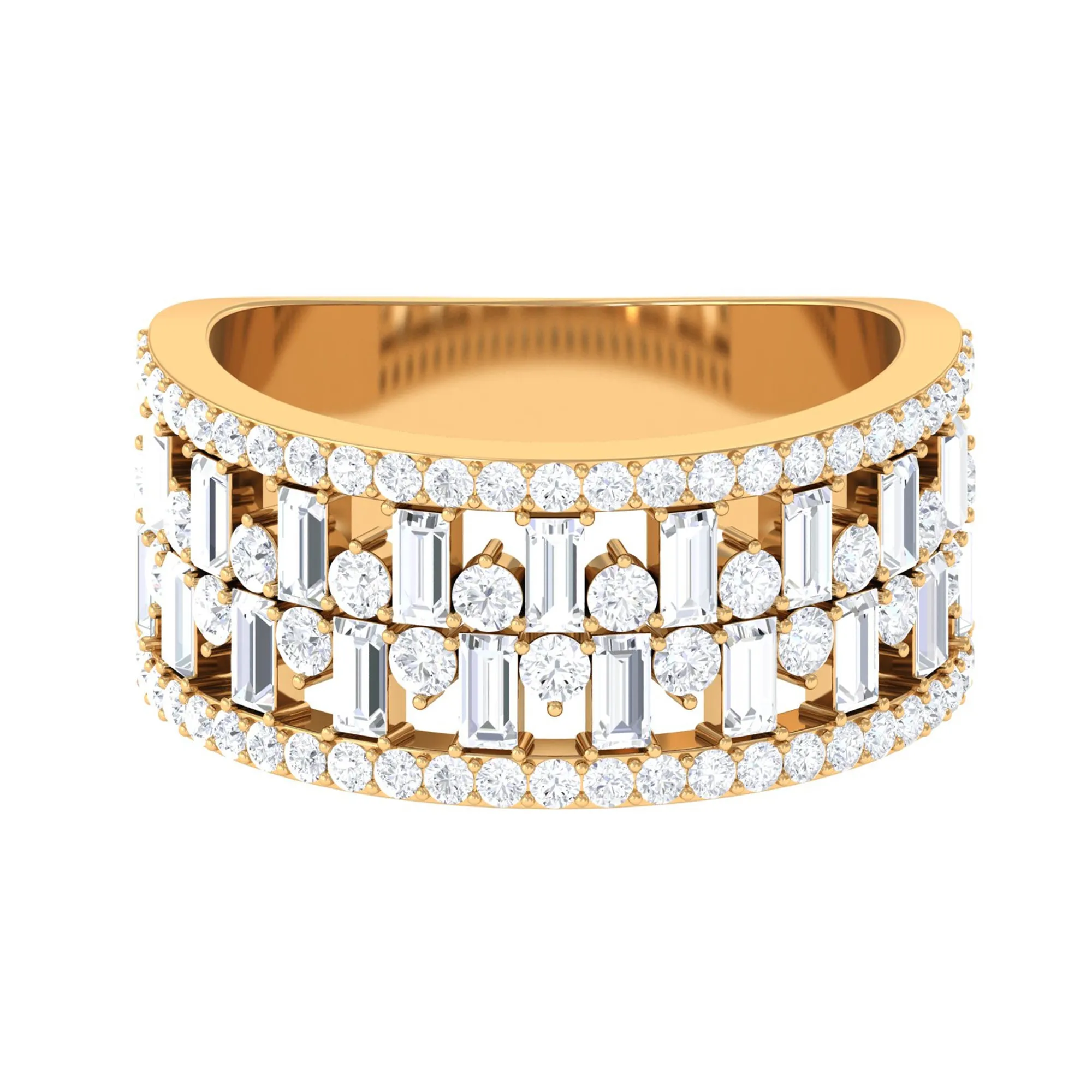 Designer Round and Baguette Cut Zircon Wedding Band