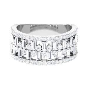 Designer Round and Baguette Cut Zircon Wedding Band