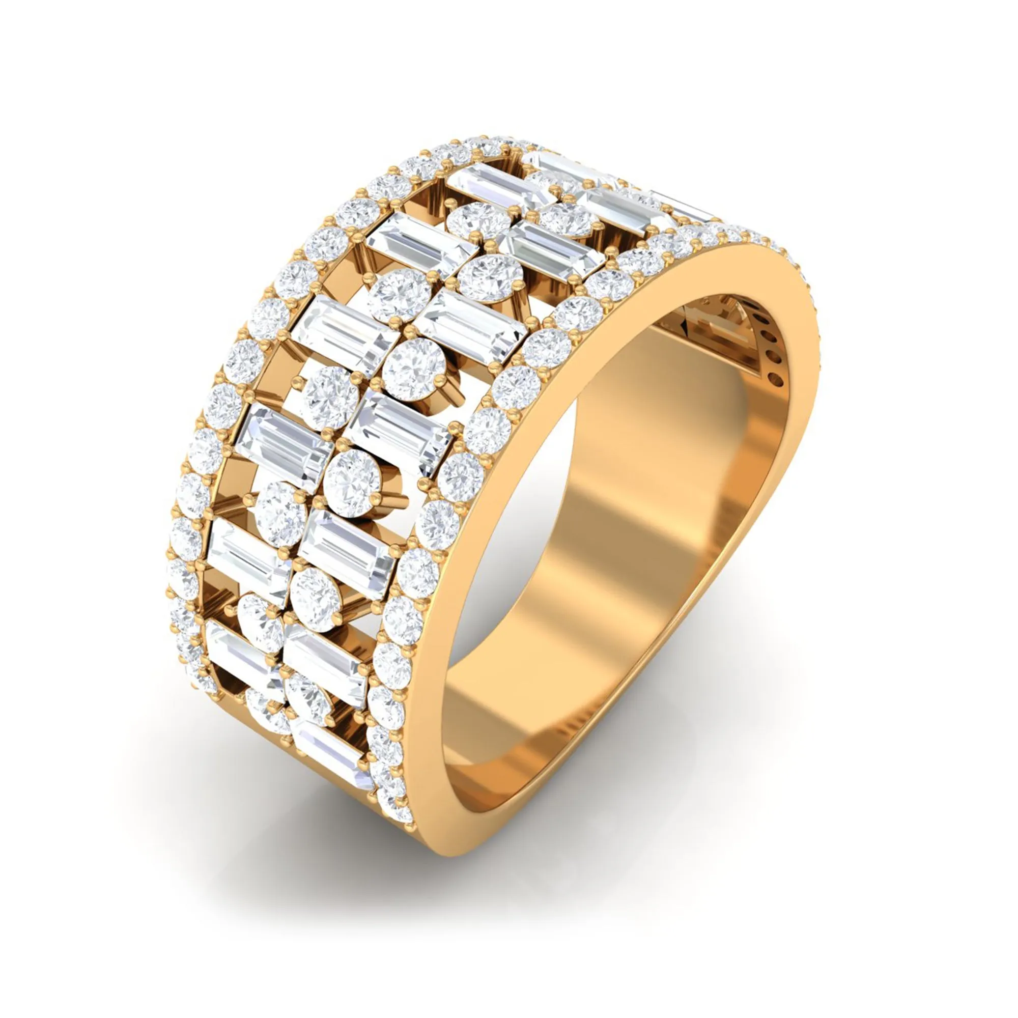 Designer Round and Baguette Cut Zircon Wedding Band