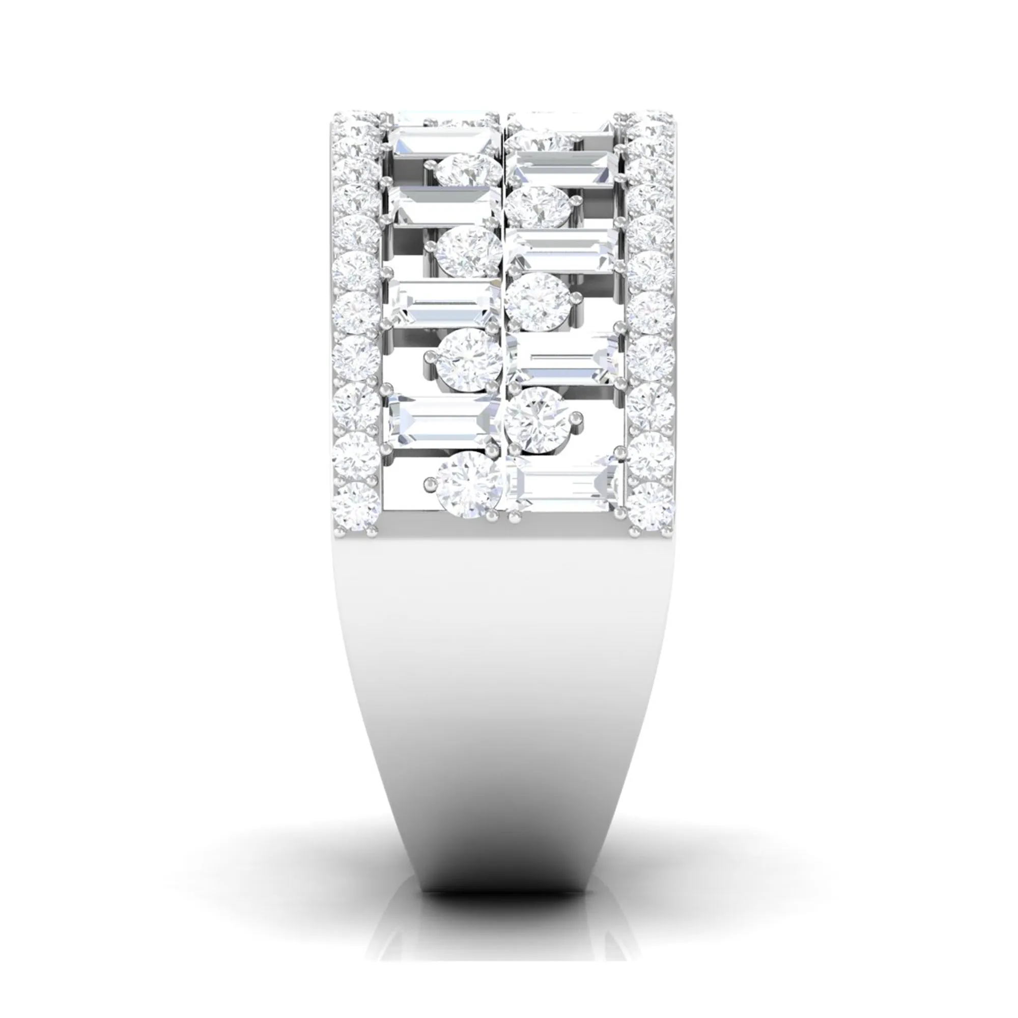 Designer Round and Baguette Cut Zircon Wedding Band