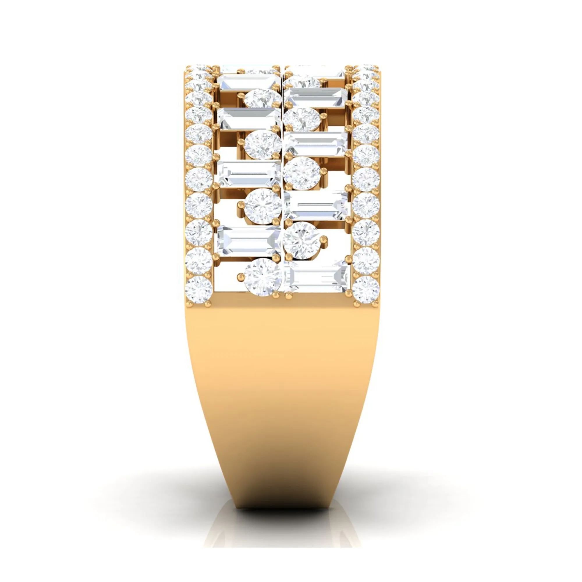 Designer Round and Baguette Cut Zircon Wedding Band