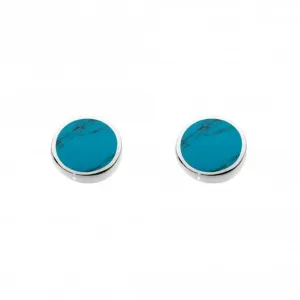 Dew Silver Small Round Synthetic Turquoise Stud earrings 3060TQ013