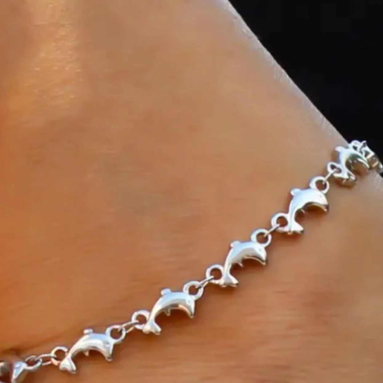 DOLPHIN SILVER & 18k ANKLETS - WATERPROOF BEACH READY!