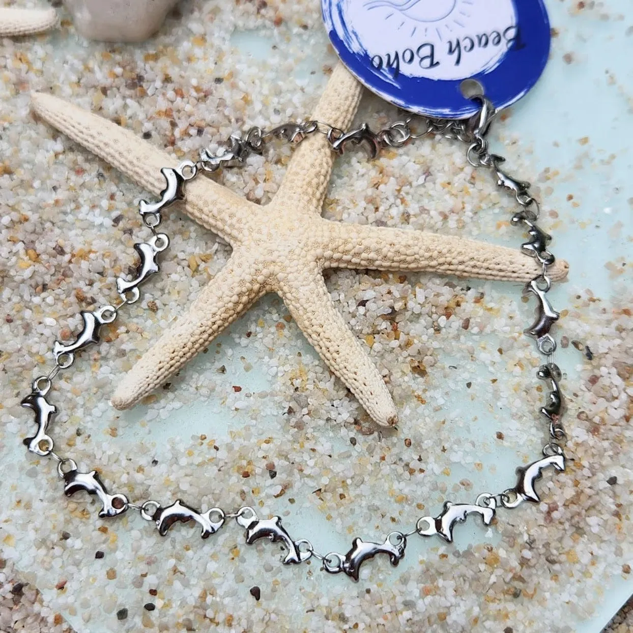 DOLPHIN SILVER & 18k ANKLETS - WATERPROOF BEACH READY!