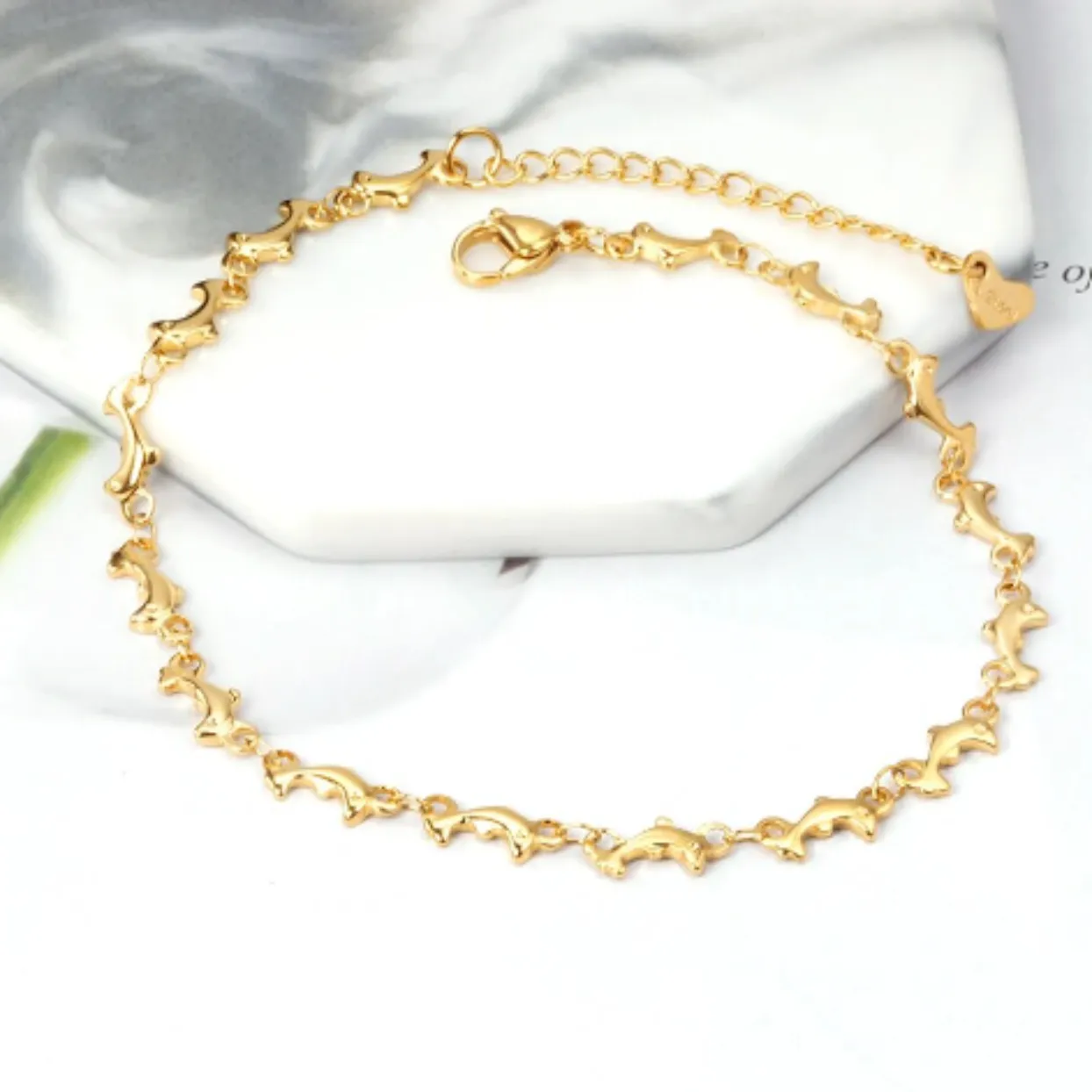 DOLPHIN SILVER & 18k ANKLETS - WATERPROOF BEACH READY!