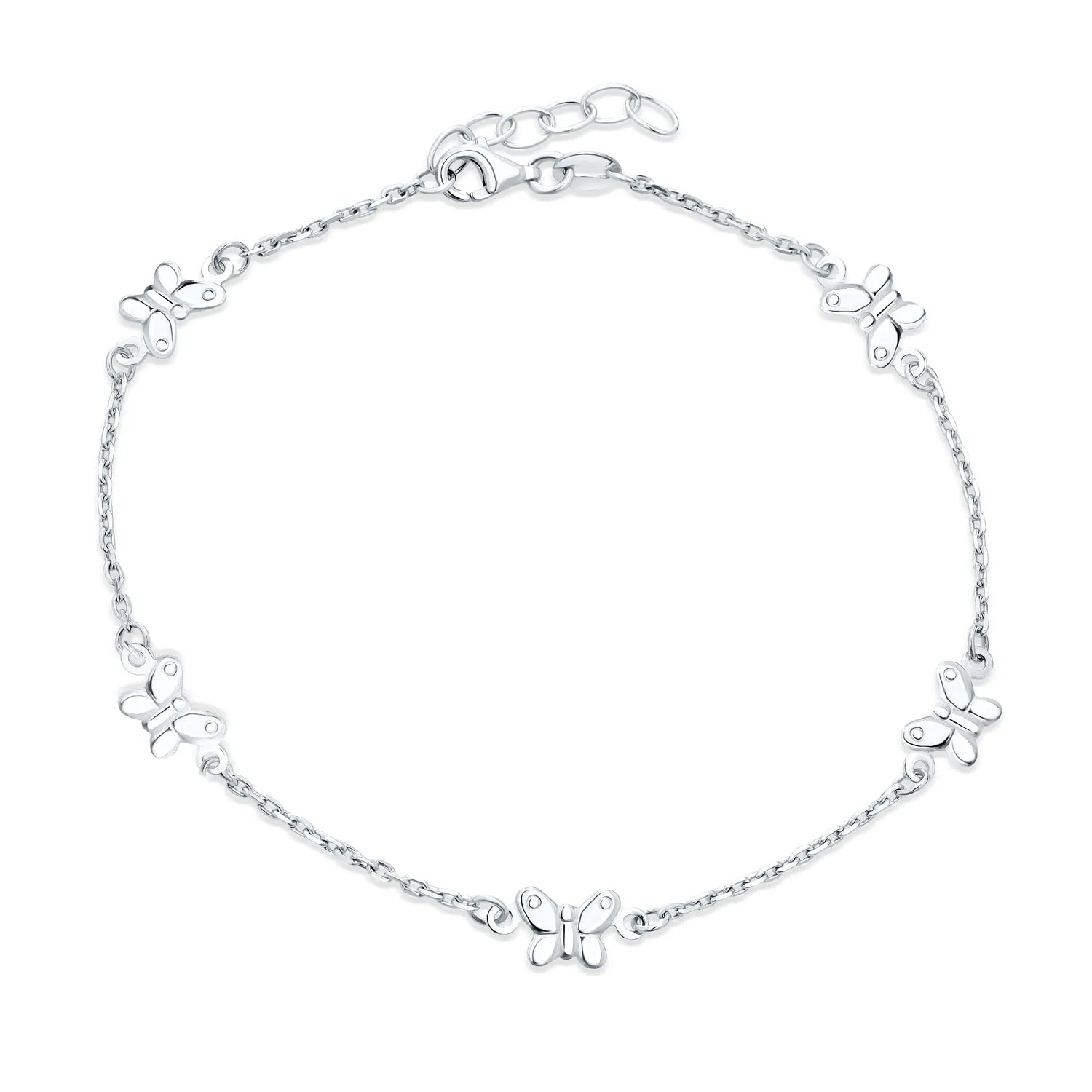 Dragonfly Firefly Butterfly Anklet Ankle Bracelet Sterling Silver Adjustable