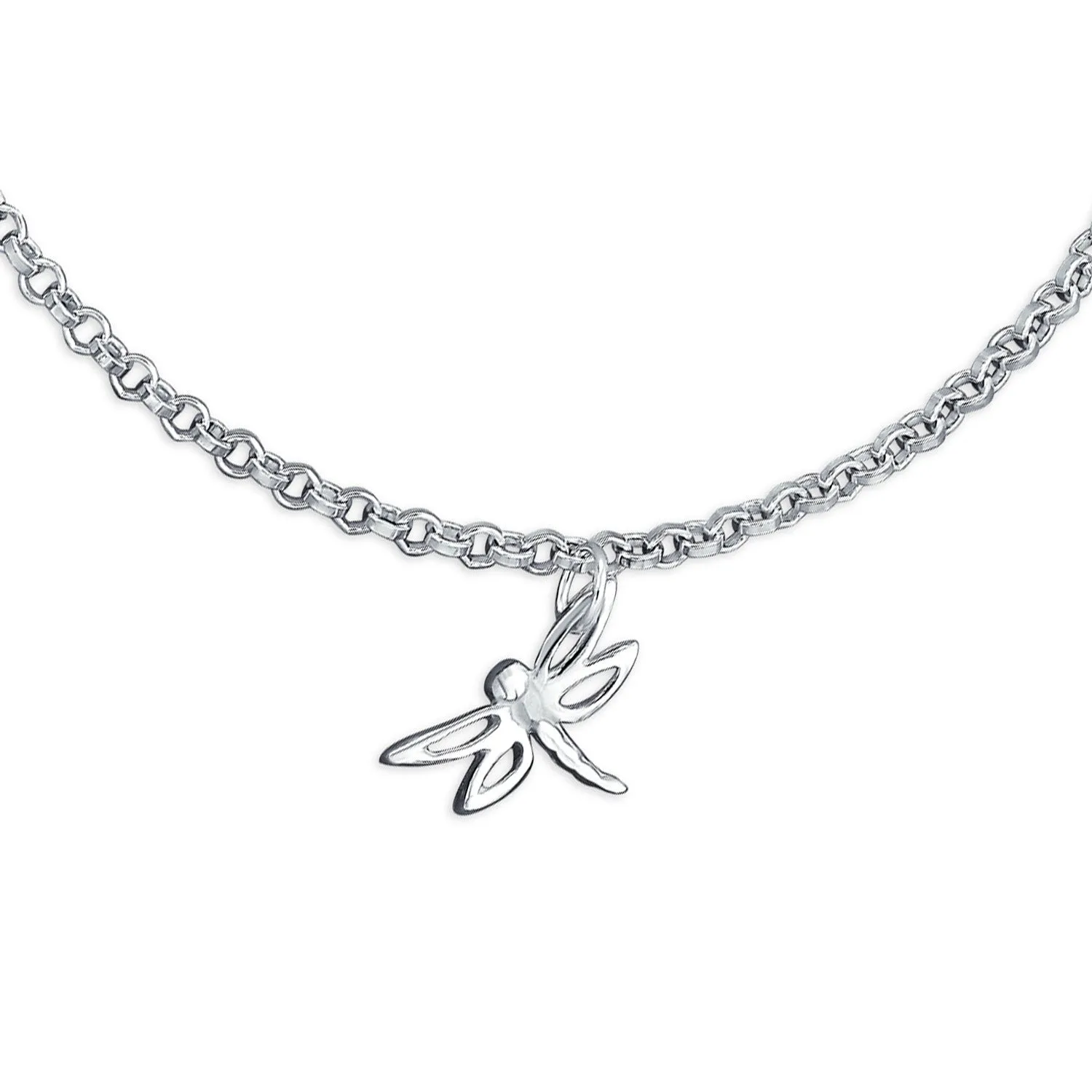 Dragonfly Firefly Butterfly Anklet Ankle Bracelet Sterling Silver Adjustable