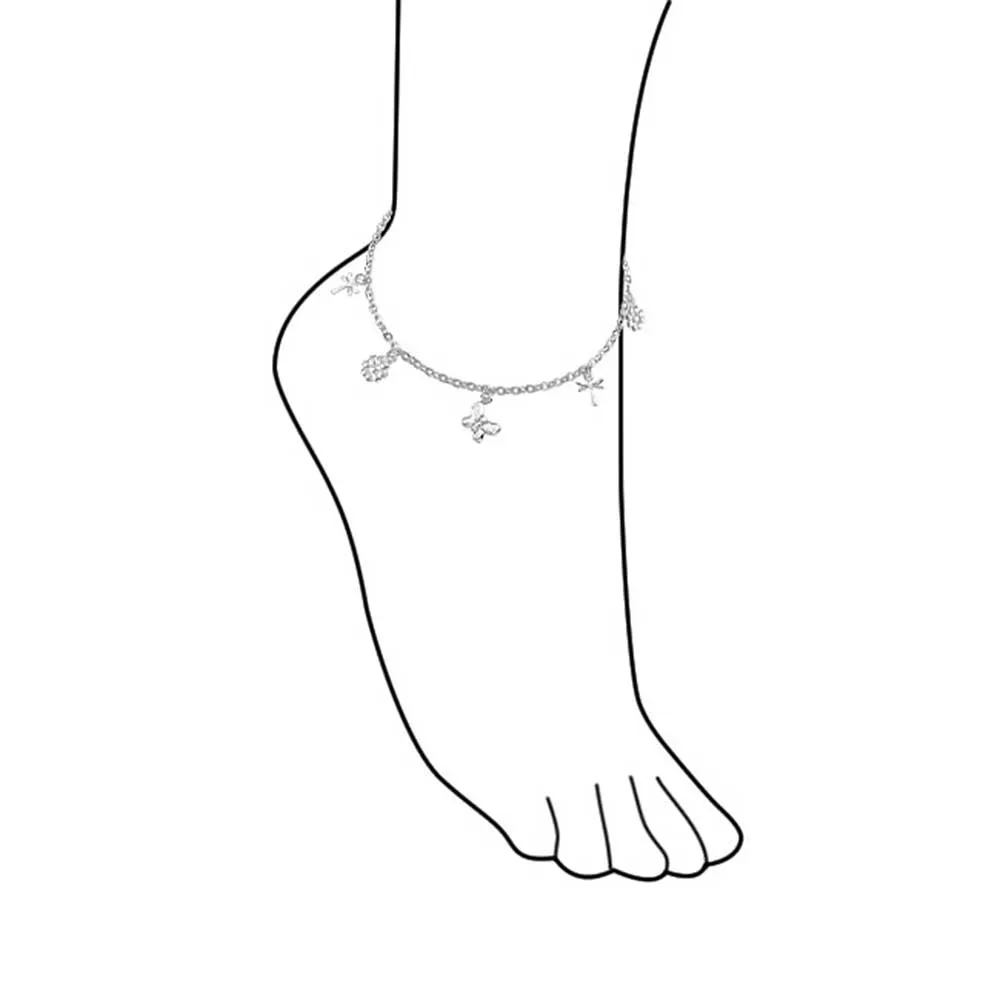 Dragonfly Firefly Butterfly Anklet Ankle Bracelet Sterling Silver Adjustable