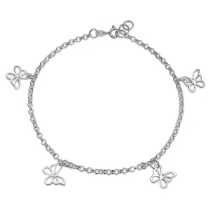 Dragonfly Firefly Butterfly Anklet Ankle Bracelet Sterling Silver Adjustable