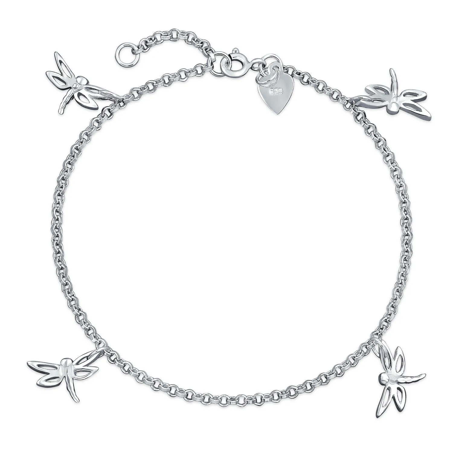 Dragonfly Firefly Butterfly Anklet Ankle Bracelet Sterling Silver Adjustable