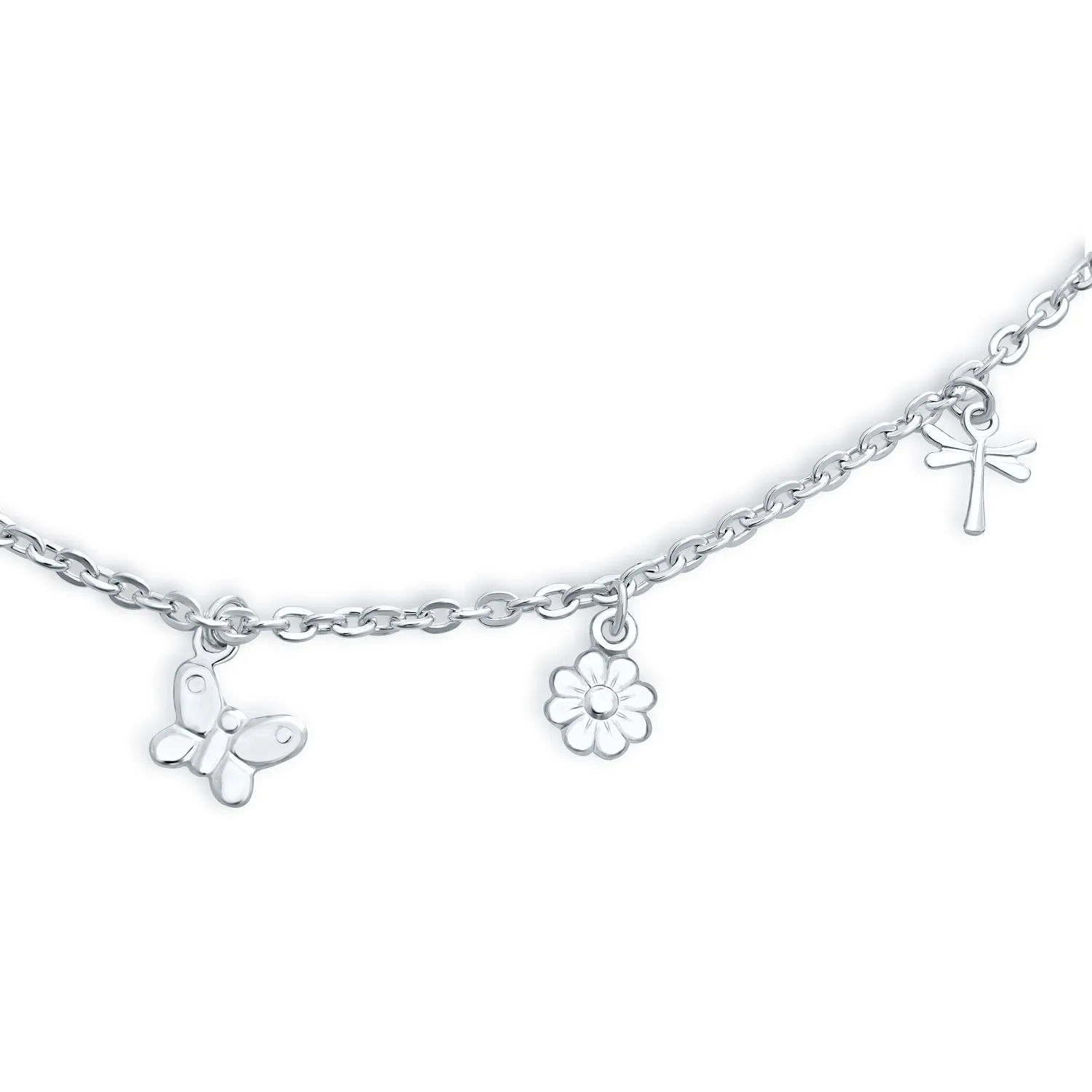 Dragonfly Firefly Butterfly Anklet Ankle Bracelet Sterling Silver Adjustable