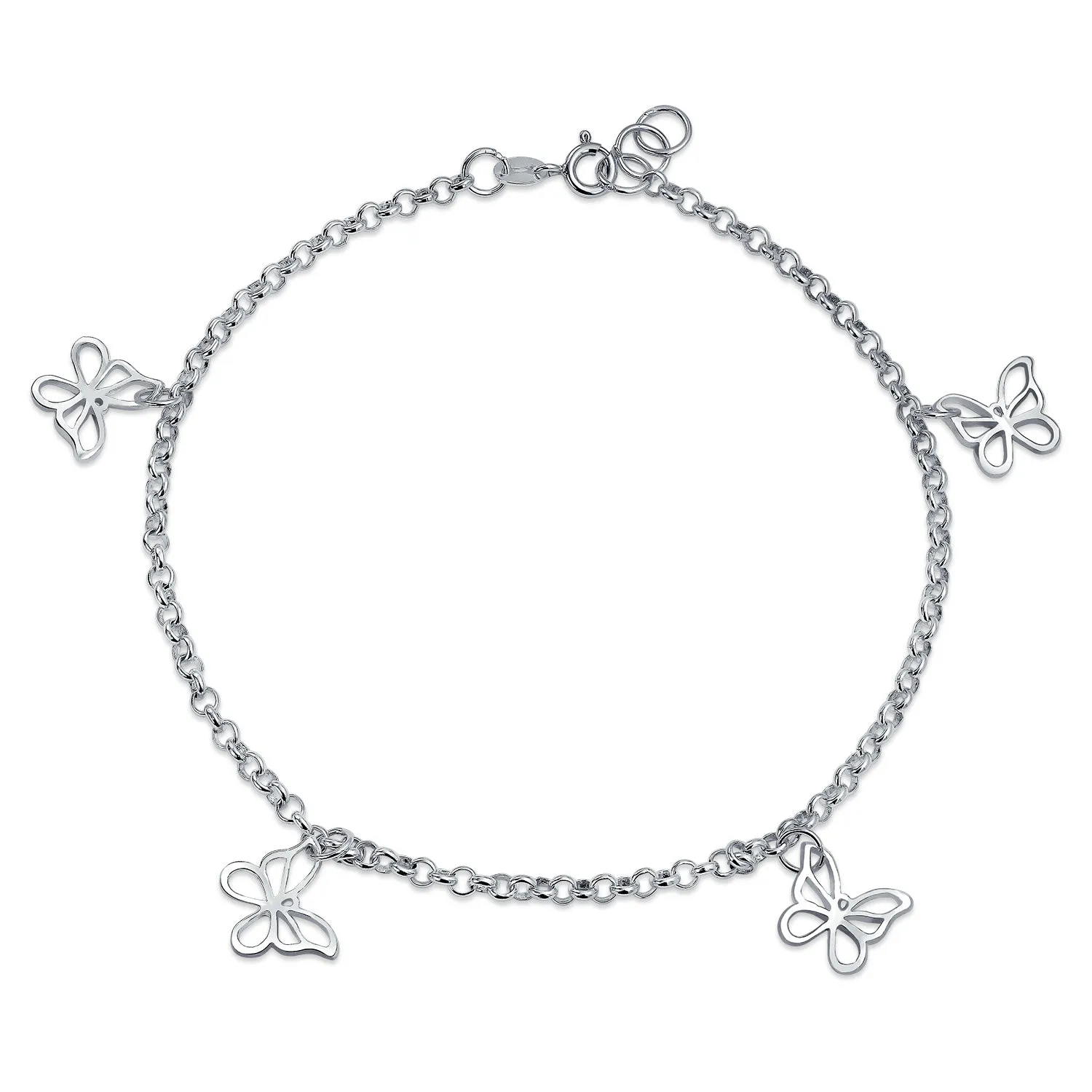 Dragonfly Firefly Butterfly Anklet Ankle Bracelet Sterling Silver Adjustable