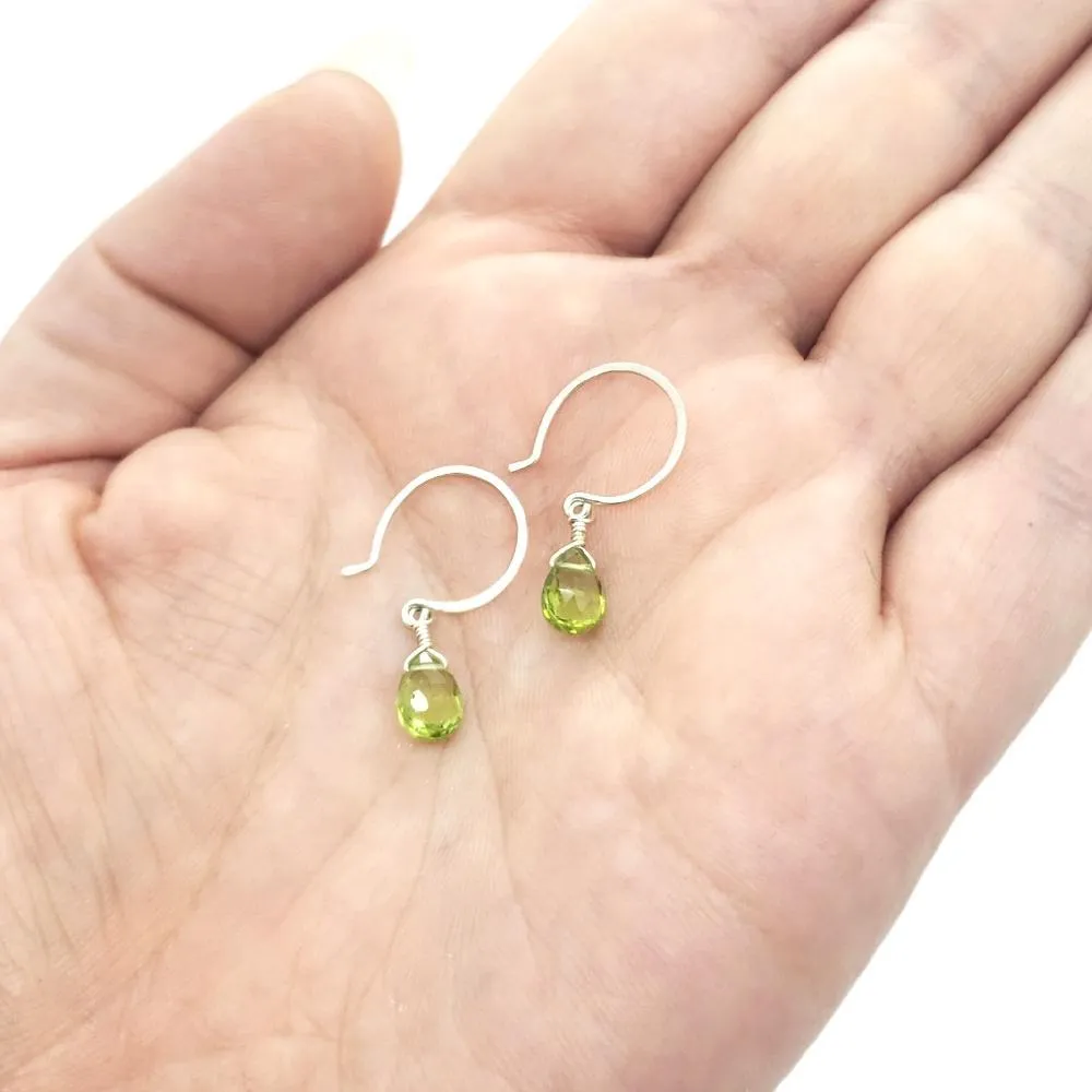 Earrings - Orchard Green Peridot Gemstone Drops Sterling by Foamy Wader
