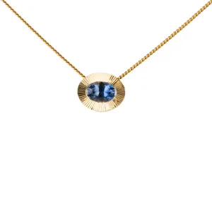 East-West Oval Aurora Necklace with Blue Montana Sapphire in Yellow Gold