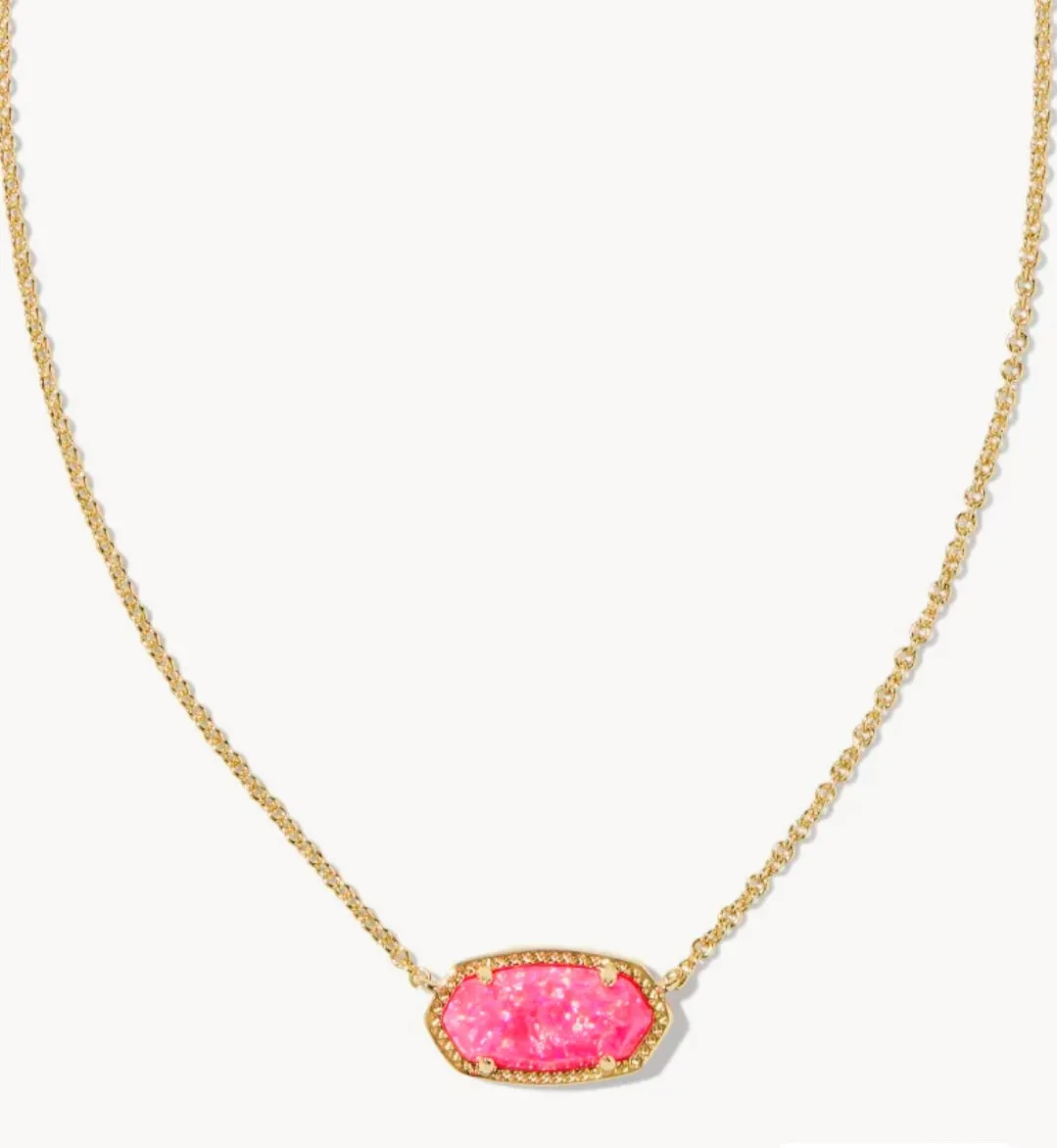 Elisa Gold Pendant Necklace in Bright Pink Kyocera Opal