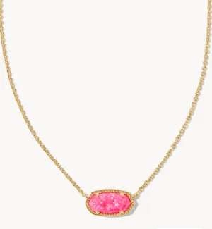 Elisa Gold Pendant Necklace in Bright Pink Kyocera Opal