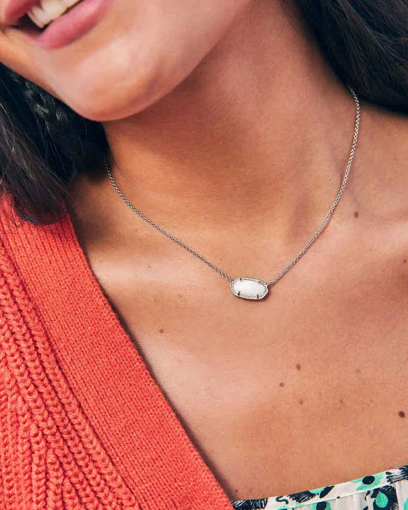 Elisa Rhodium - White Opal Necklace