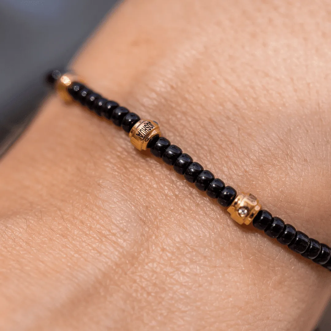 Engravable Beads String of Love with Birthstones - 14K Yellow Gold