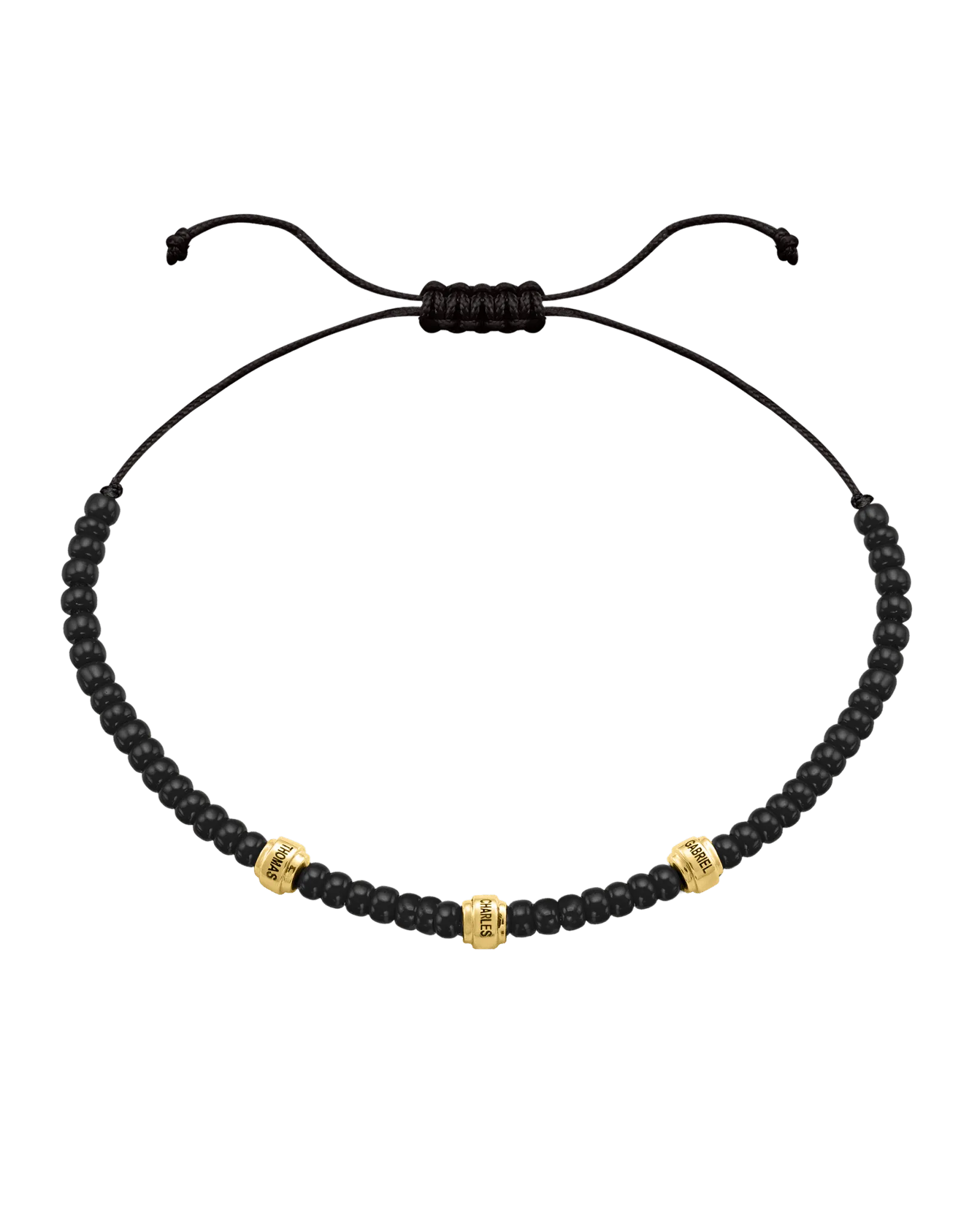 Engravable Beads String of Love with Birthstones - 14K Yellow Gold