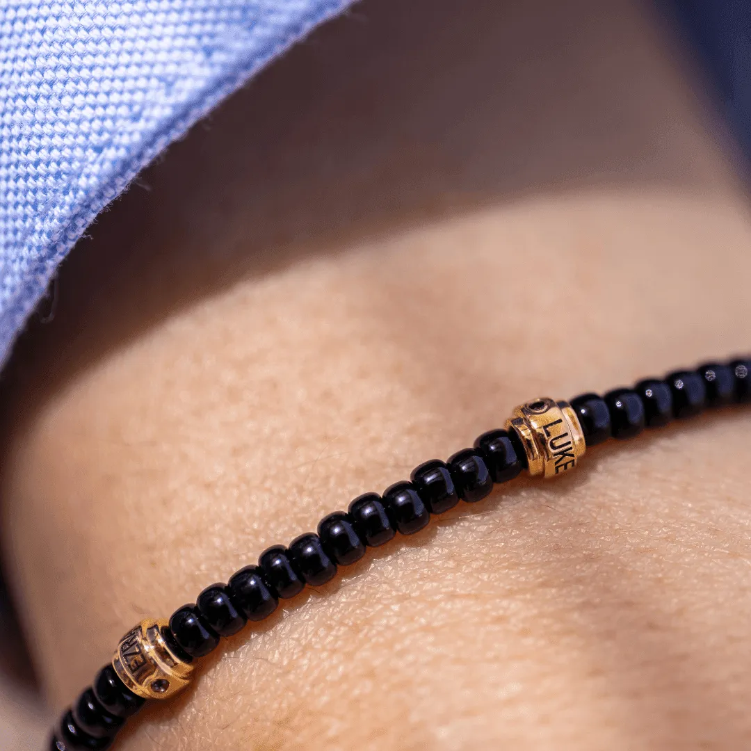 Engravable Beads String of Love with Birthstones - 14K Yellow Gold