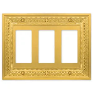 Filigree Border Satin Gold Cast - 3 Rocker Wallplate