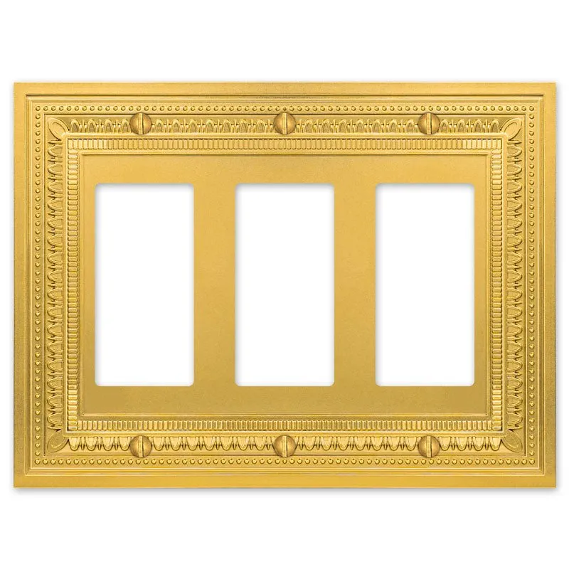 Filigree Border Satin Gold Cast - 3 Rocker Wallplate