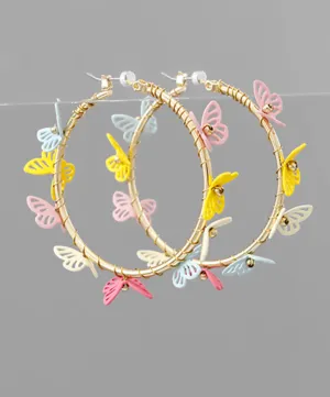 Filigree Butterfly Hoop Earrings