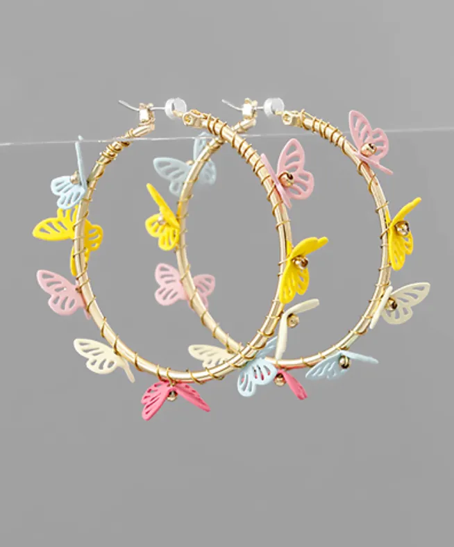 Filigree Butterfly Hoop Earrings