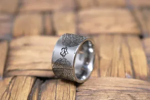 Fingerprint Ring | Mens Wedding Band, Couple Wedding Ring, Memorial Ring