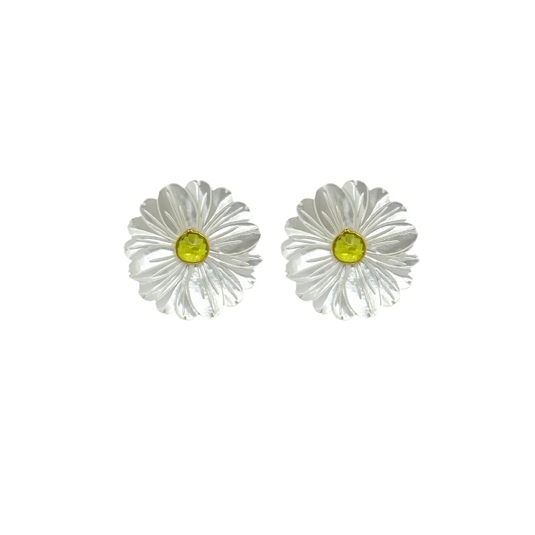 Fleur Mother of Pearl & Peridot Earrings