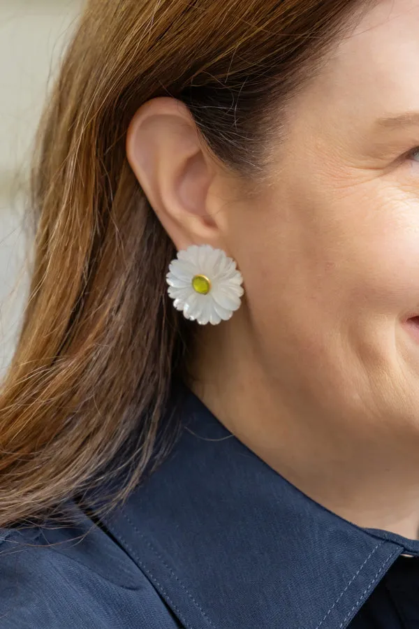 Fleur Mother of Pearl & Peridot Earrings