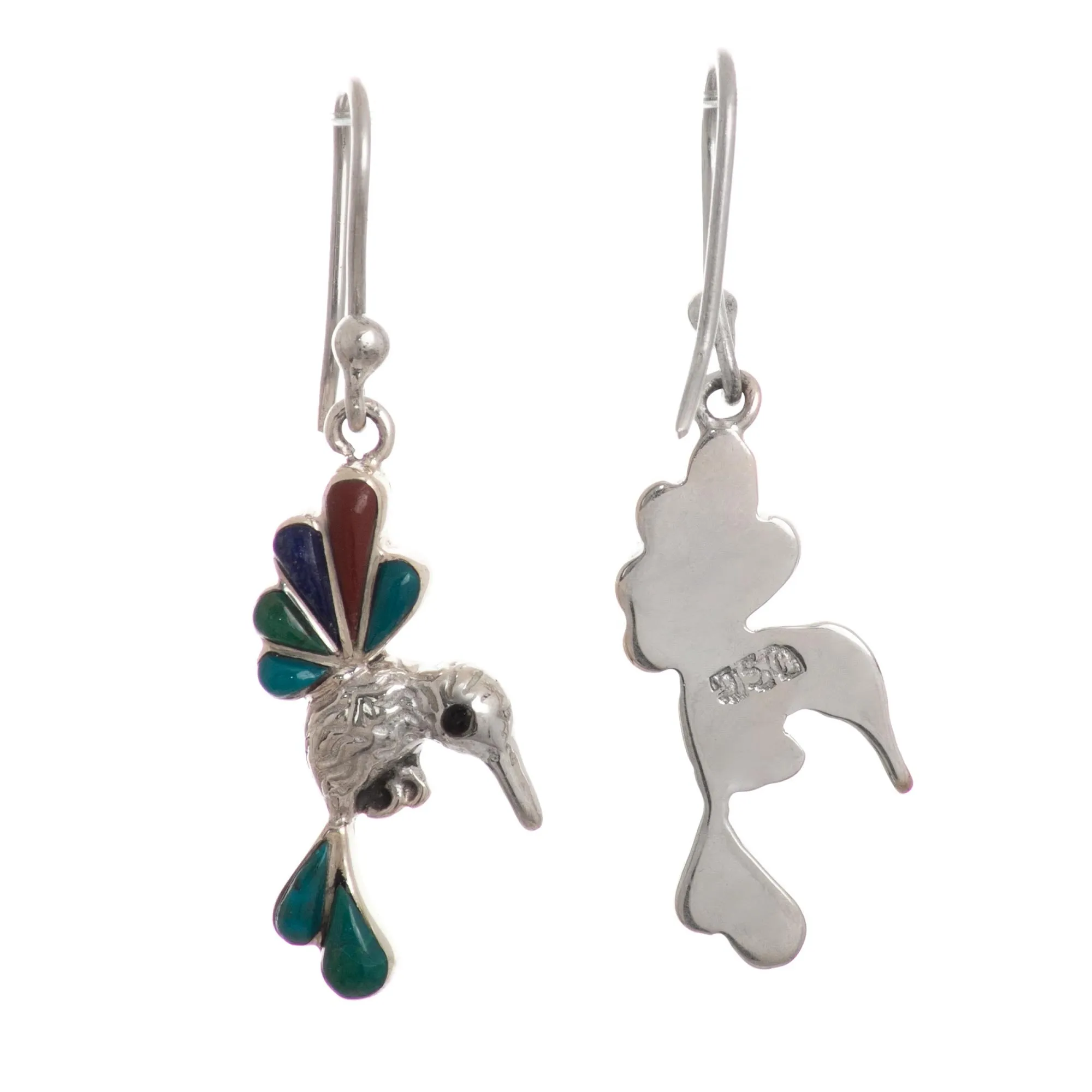 Gemstone Combo Hummingbird Dangle Earrings from Peru - Rainbow Hummingbirds | NOVICA