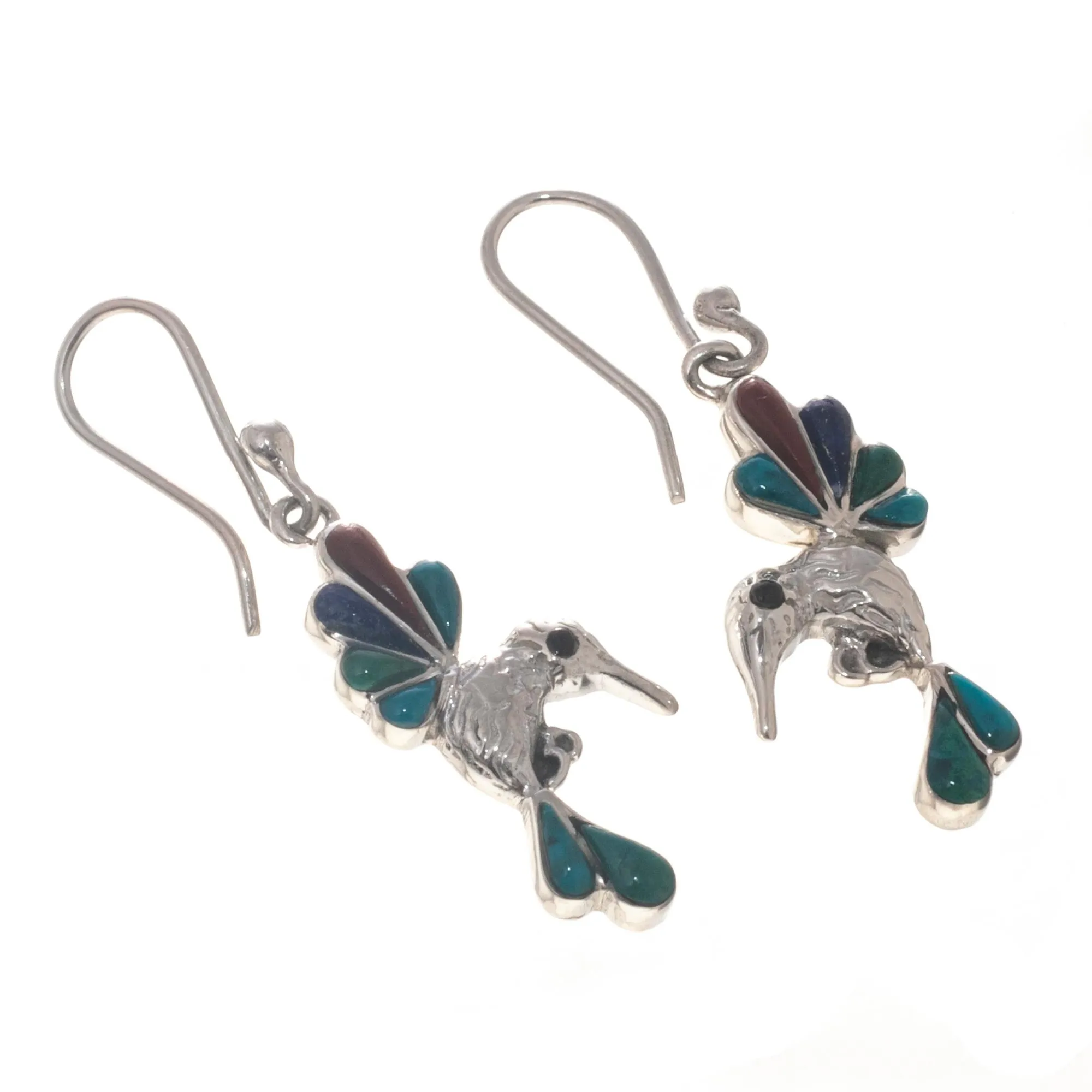 Gemstone Combo Hummingbird Dangle Earrings from Peru - Rainbow Hummingbirds | NOVICA