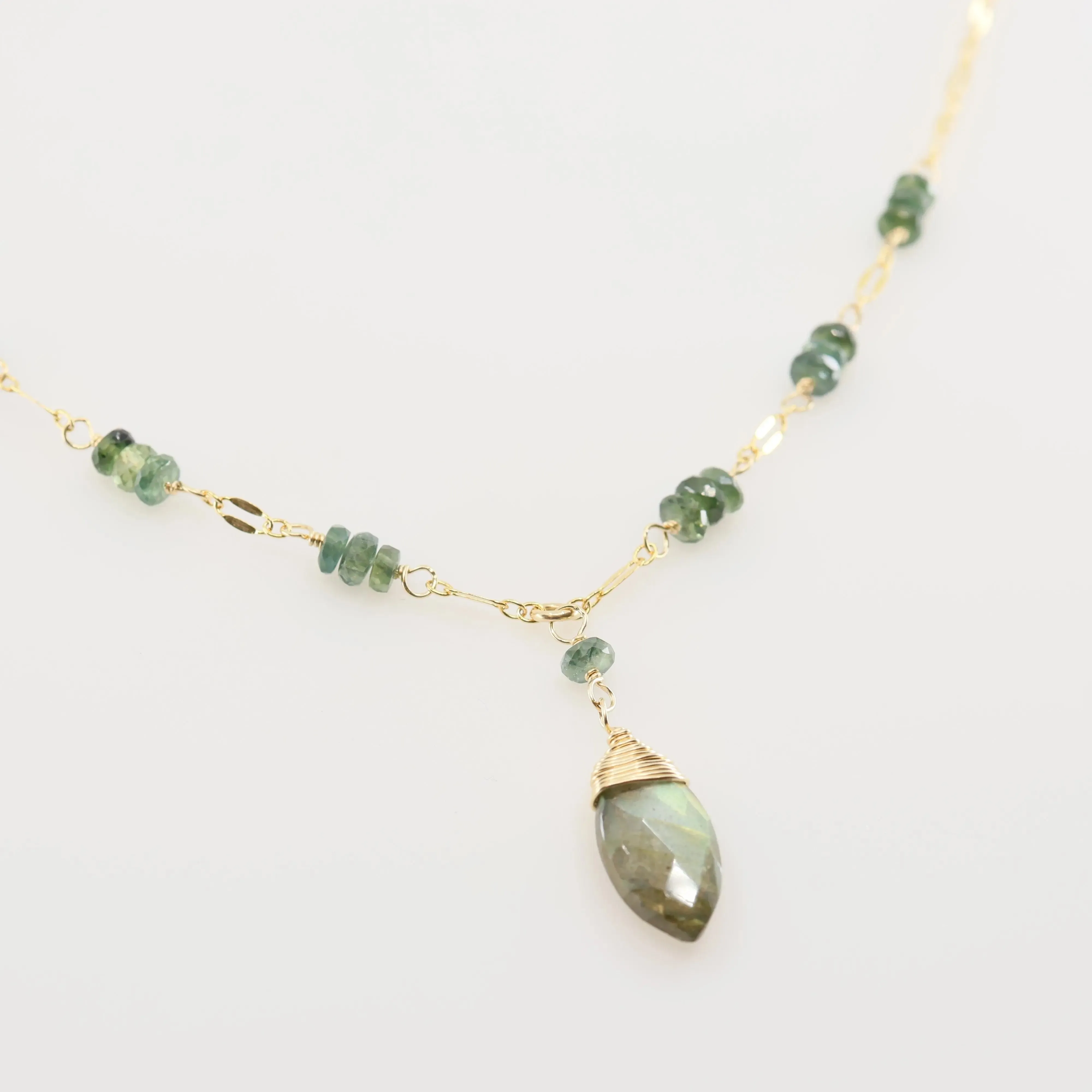 Glittering Australian Sapphire Stack & Labradorite Necklace