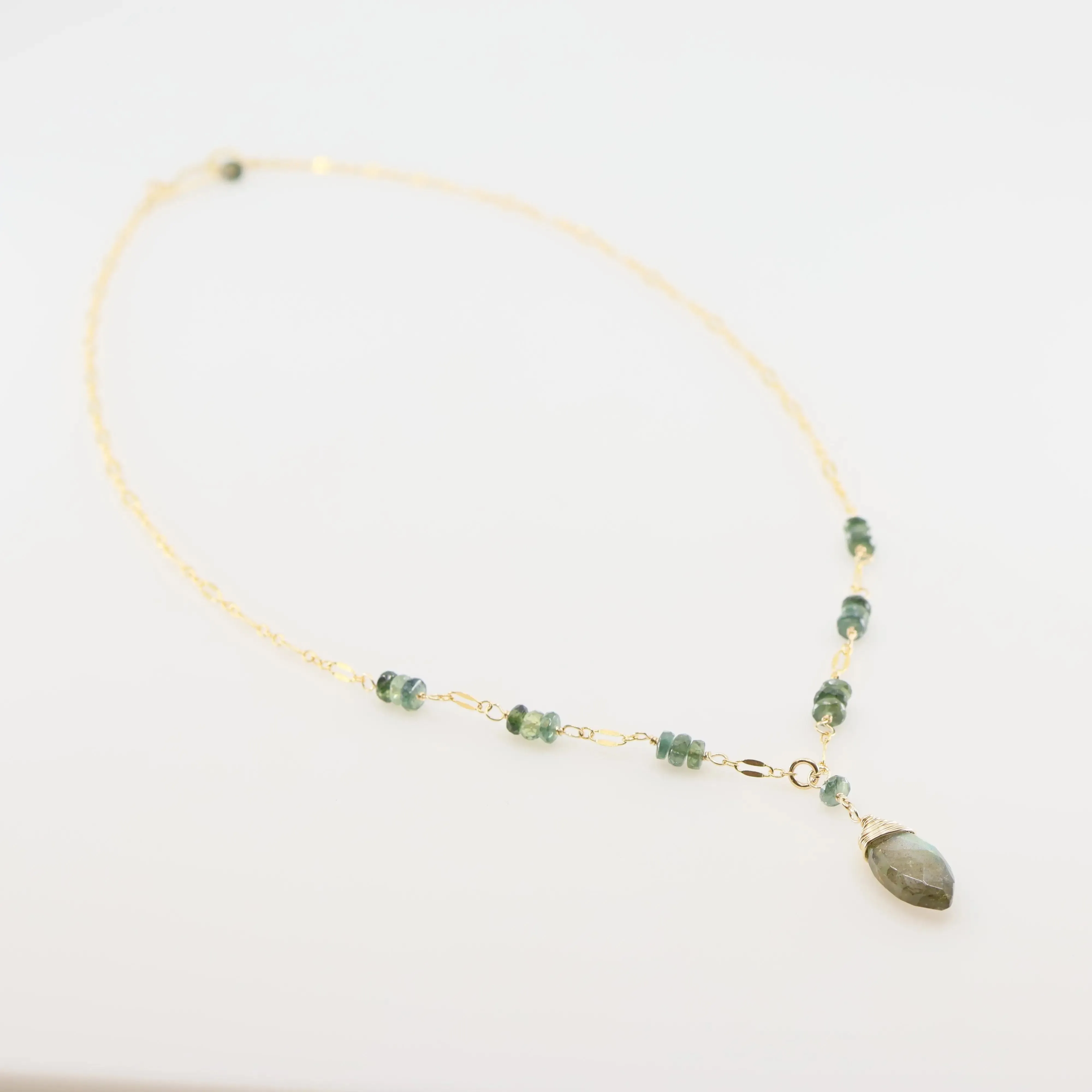 Glittering Australian Sapphire Stack & Labradorite Necklace