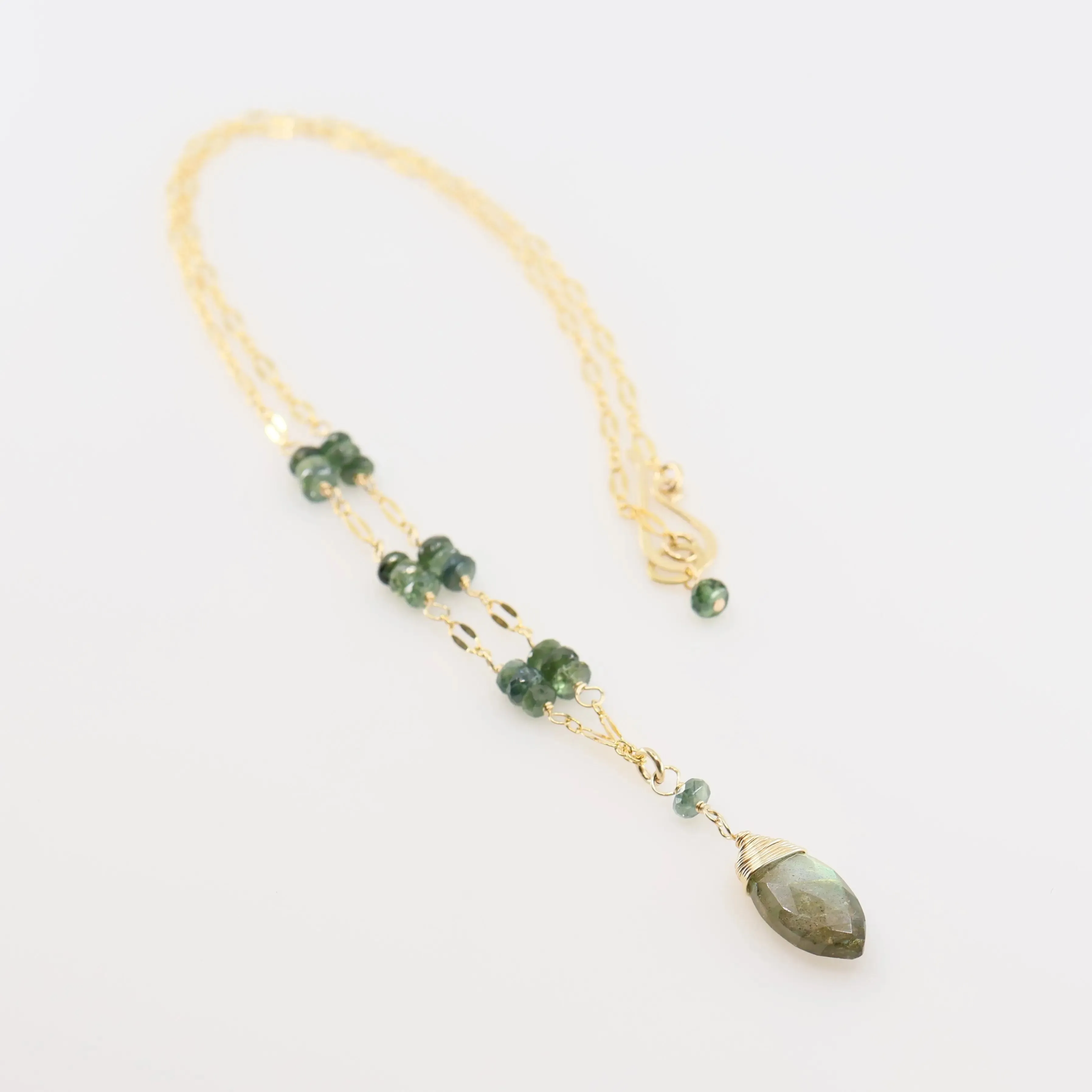 Glittering Australian Sapphire Stack & Labradorite Necklace