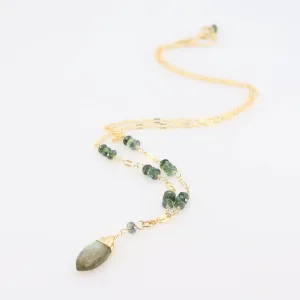 Glittering Australian Sapphire Stack & Labradorite Necklace