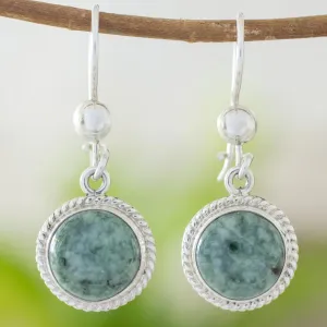 Hand Made Sterling Silver Dangle Jade Earrings - Mixco Moon | NOVICA