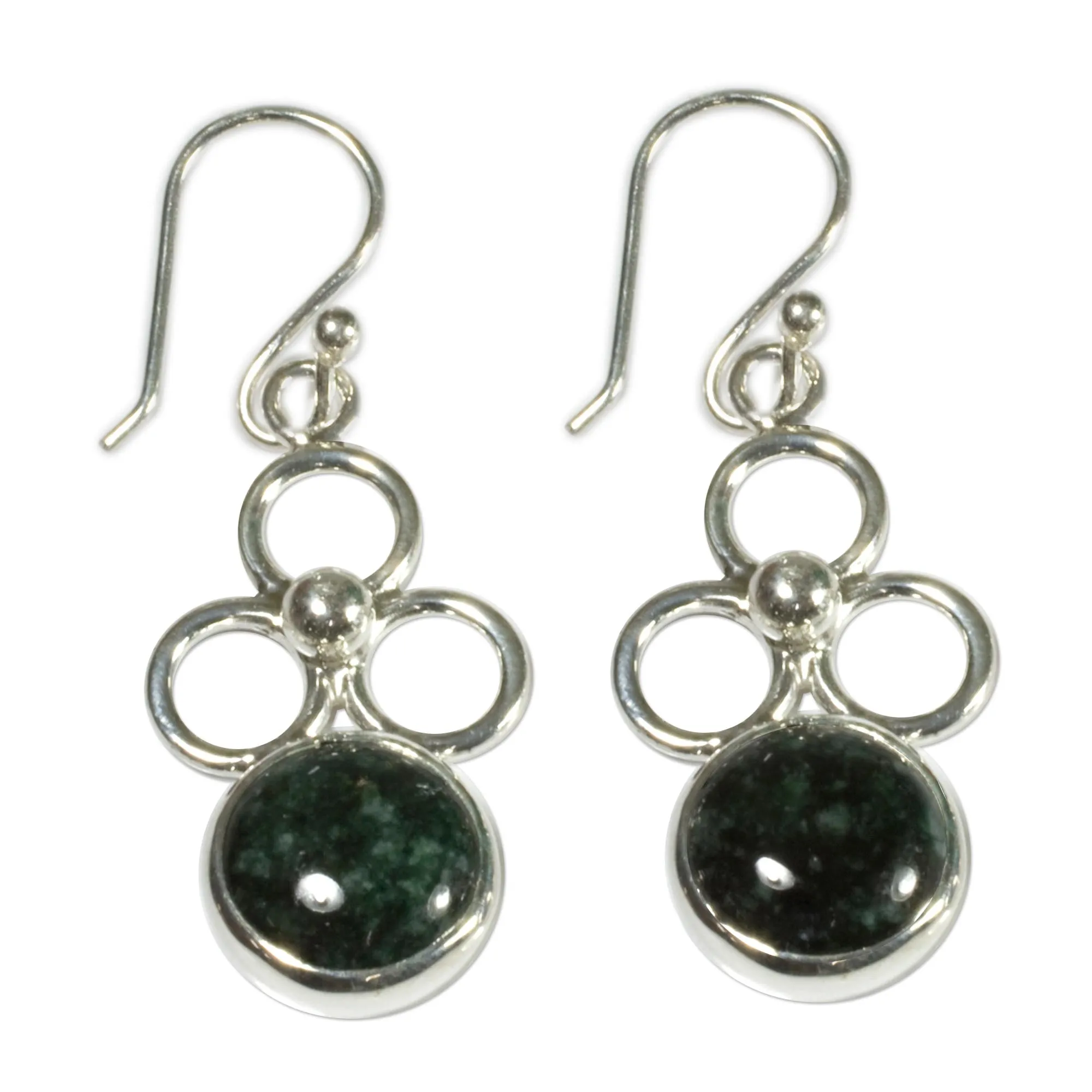 Handcrafted Women's Sterling Silver Dangle Jade Earrings - Trinity of Faith | NOVICA